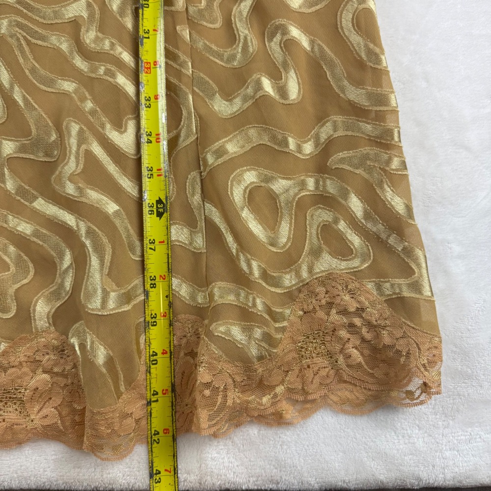 Vtg Victoria's Secret Maxi Slip Dress Womens XS Gold Lace Fairycore Glam Chemise - Picture 7 of 10